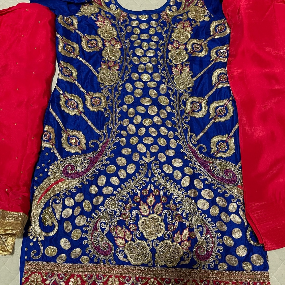 Silk suit with patiala salwar and chinnon dupatta